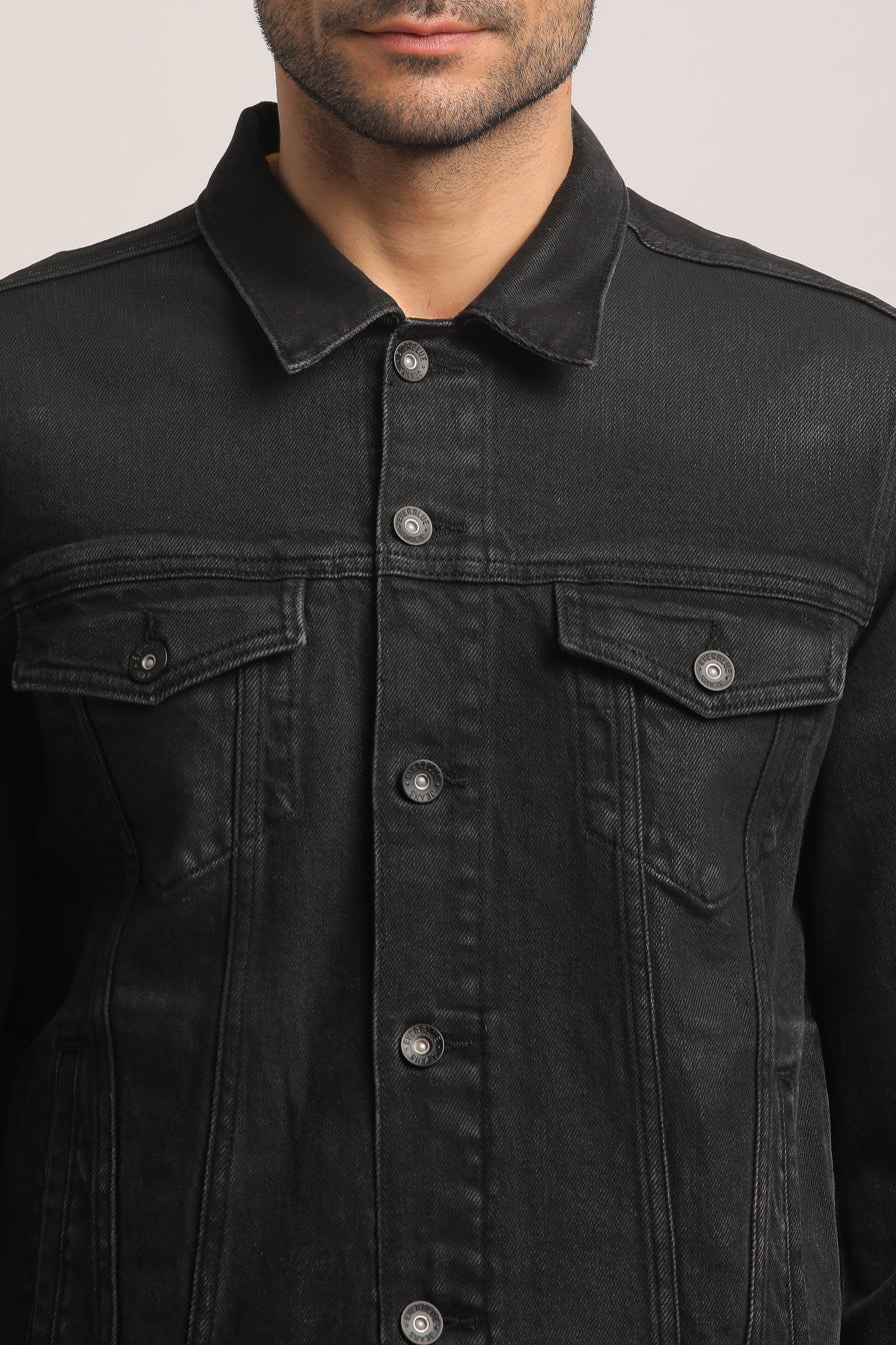 DORIAN-MEN BLACK CLASSIC TRUCKER JACKET