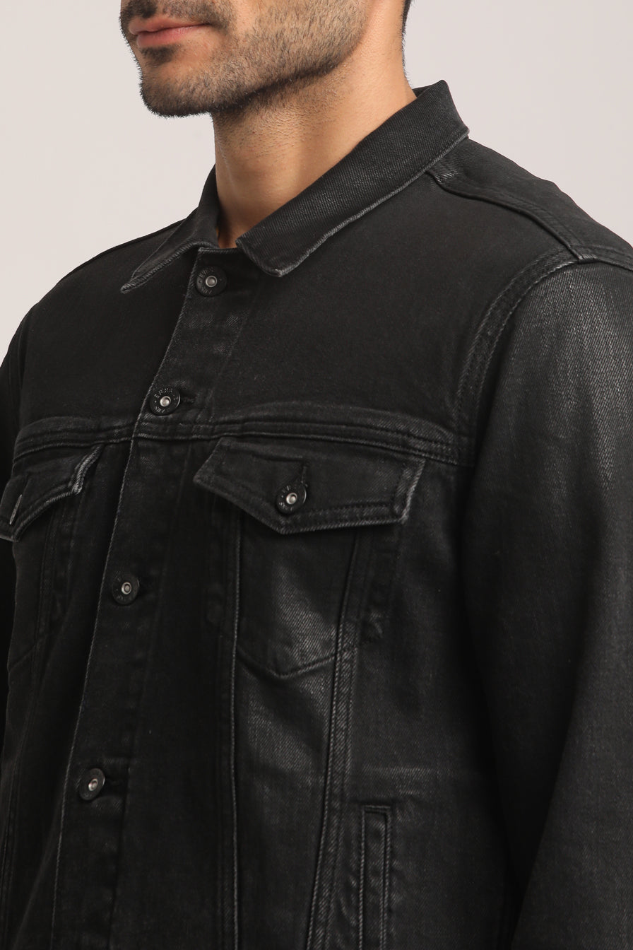 DORIAN-MEN BLACK CLASSIC TRUCKER JACKET