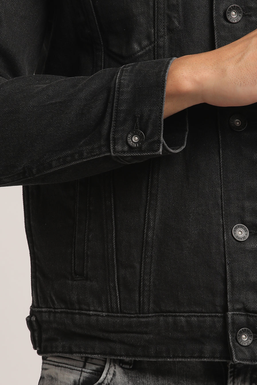 DORIAN-MEN BLACK CLASSIC TRUCKER JACKET