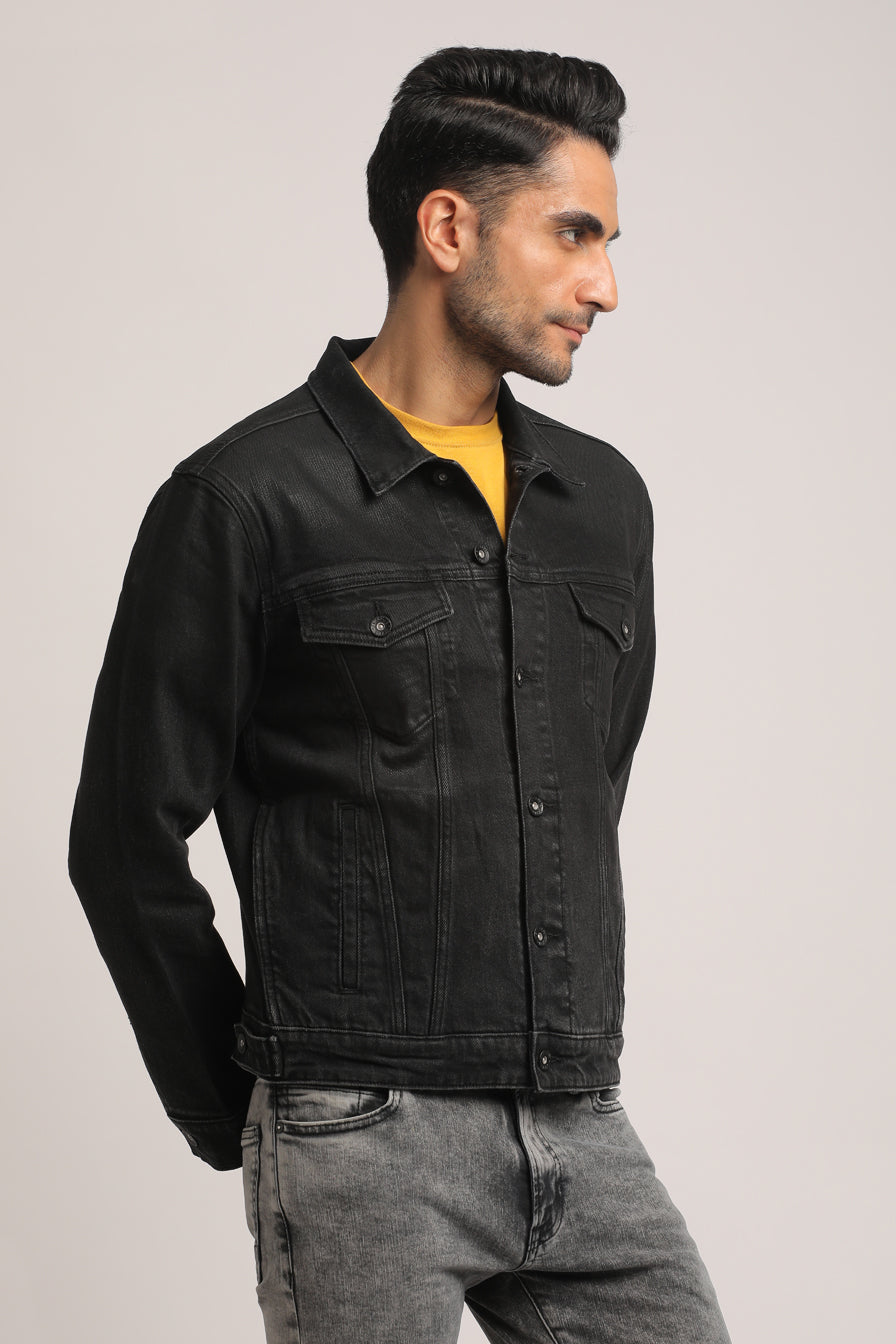 DORIAN-MEN BLACK CLASSIC TRUCKER JACKET