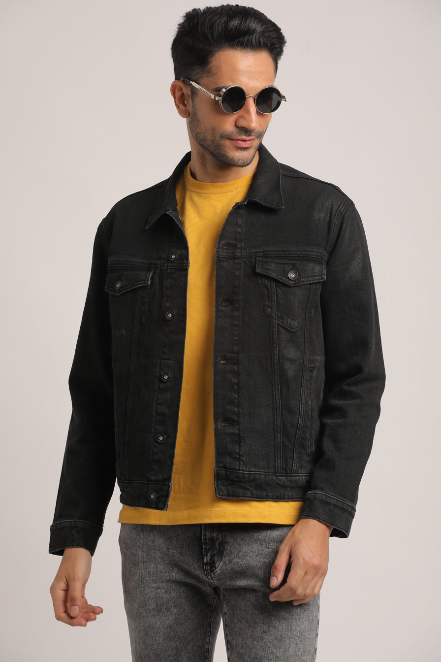 DORIAN-MEN BLACK CLASSIC TRUCKER JACKET