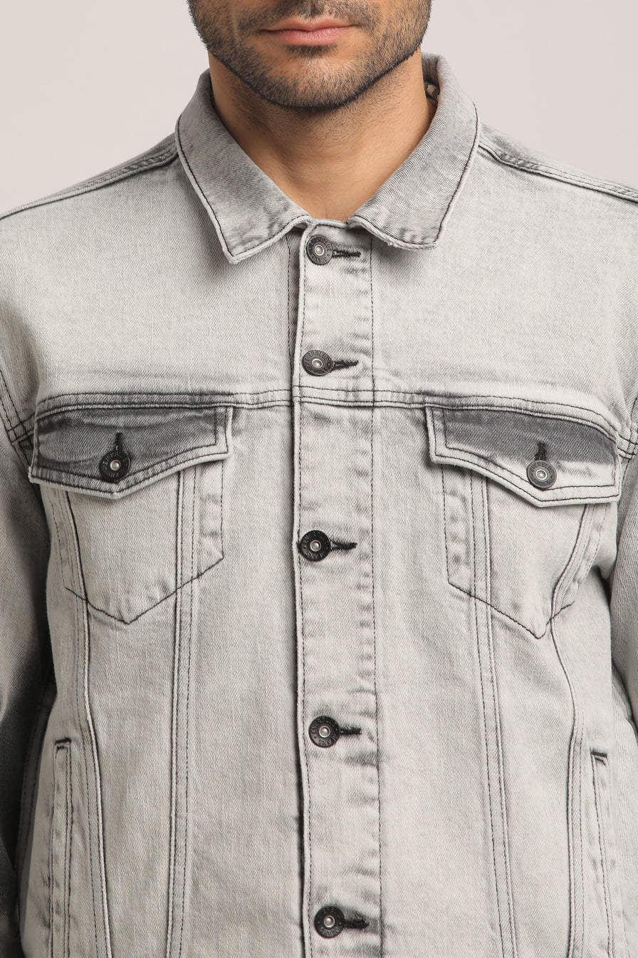 DOUGLAS-MEN GREY CLASSIC TRUCKER JACKET