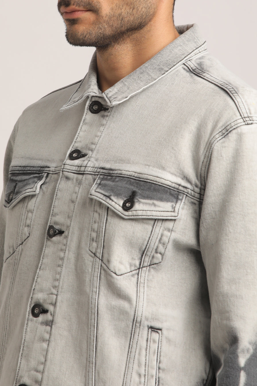 DOUGLAS-MEN GREY CLASSIC TRUCKER JACKET