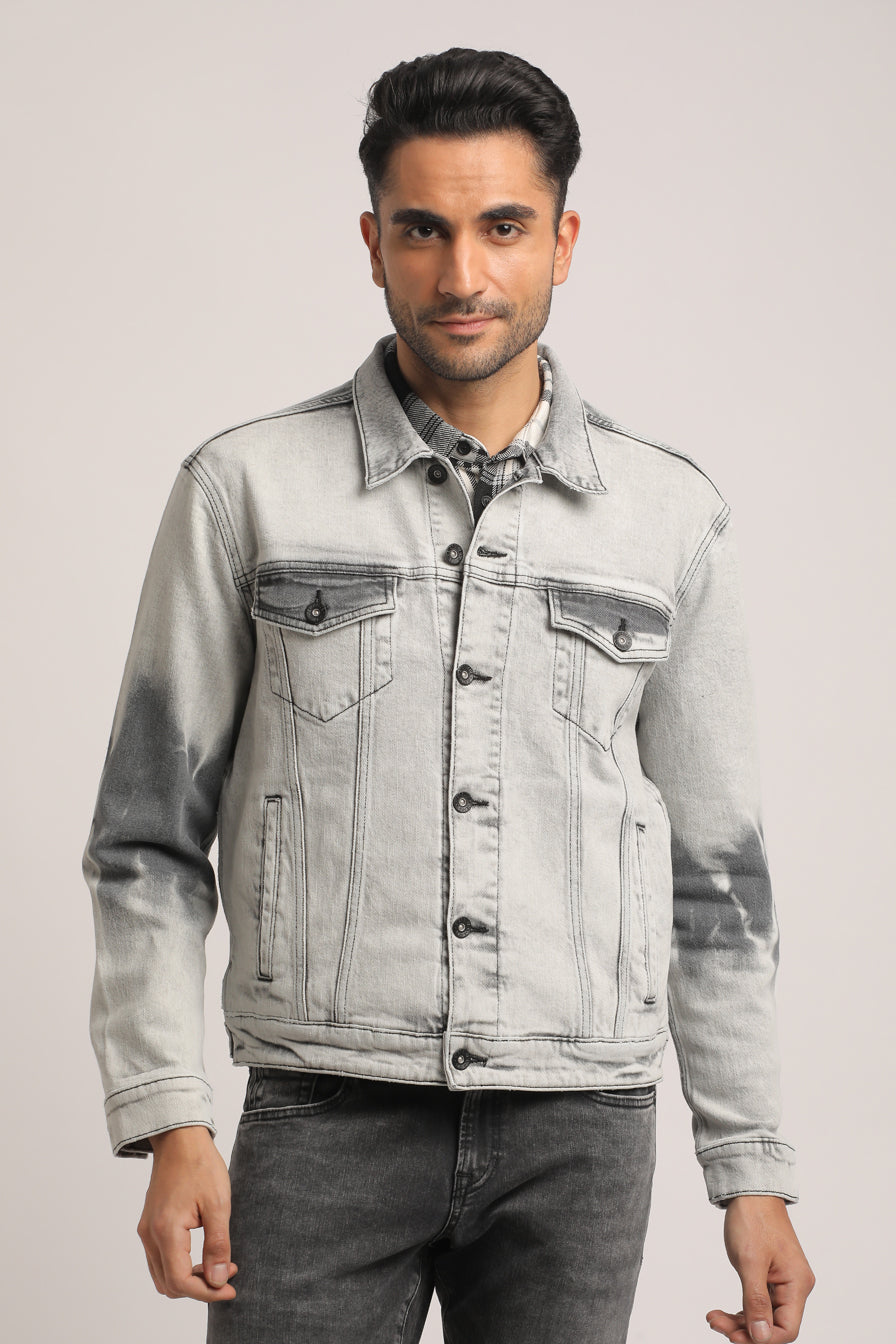 DOUGLAS-MEN GREY CLASSIC TRUCKER JACKET