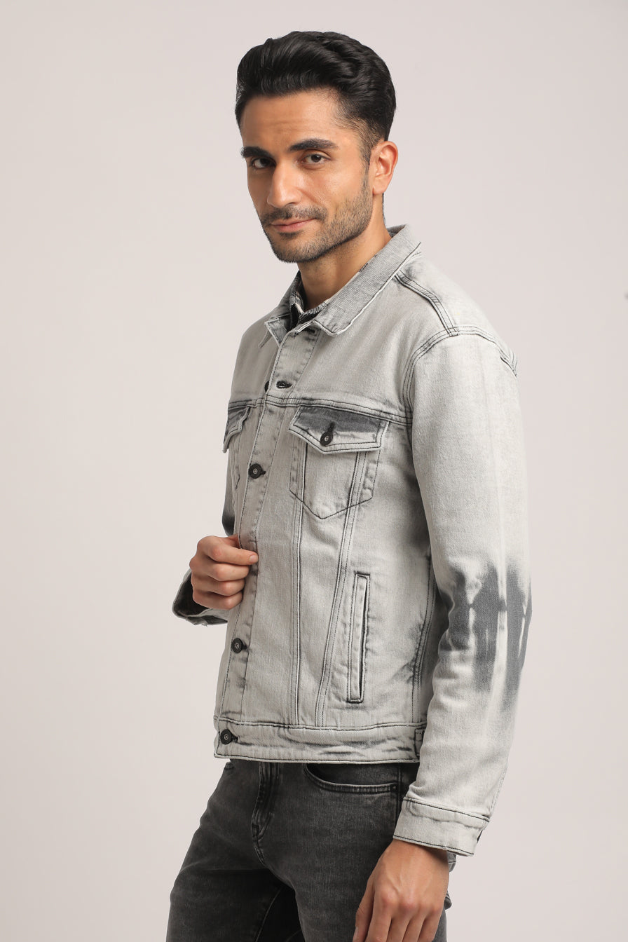 DOUGLAS-MEN GREY CLASSIC TRUCKER JACKET