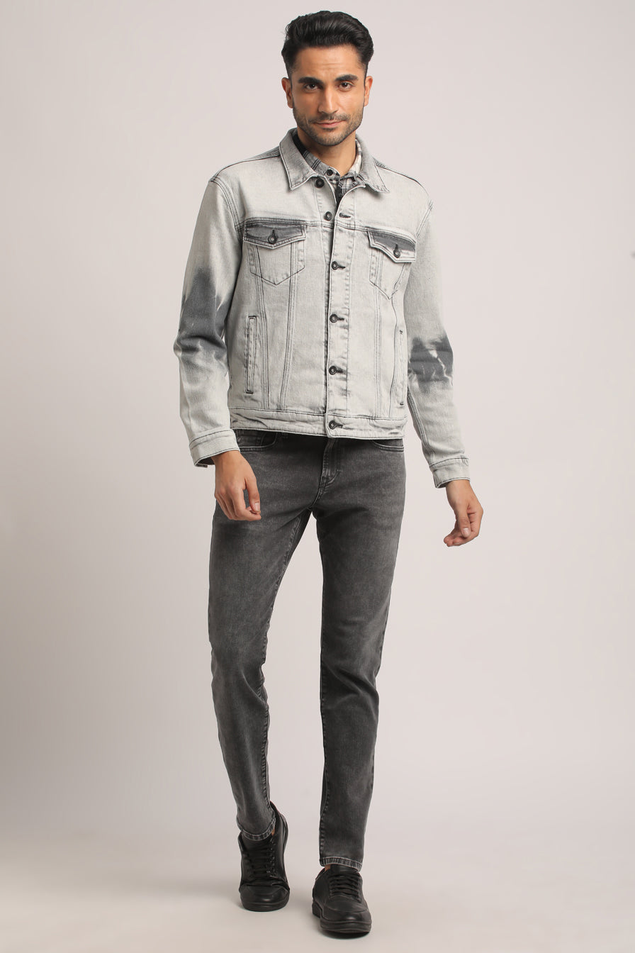 DOUGLAS-MEN GREY CLASSIC TRUCKER JACKET