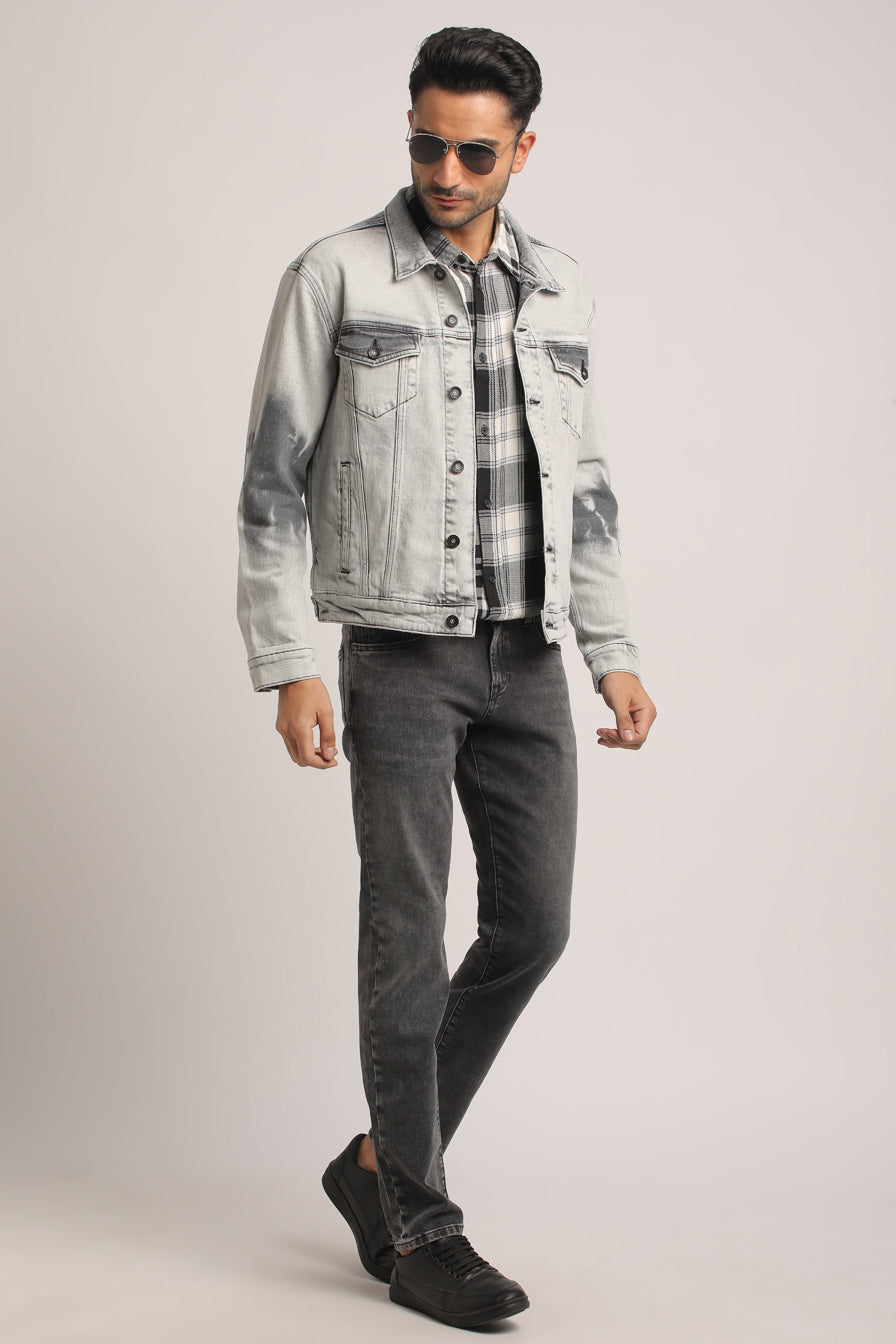 DOUGLAS-MEN GREY CLASSIC TRUCKER JACKET