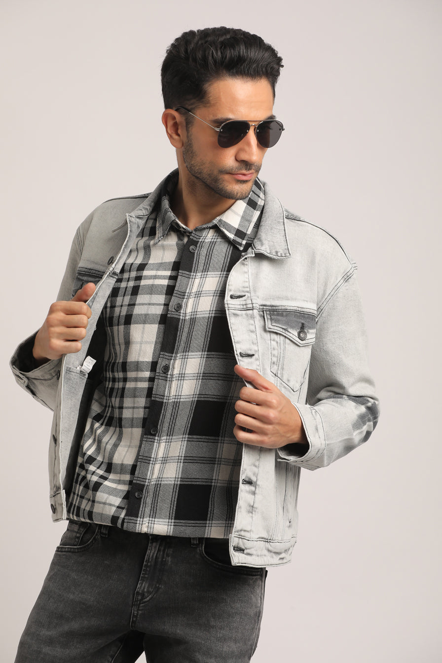 DOUGLAS-MEN GREY CLASSIC TRUCKER JACKET