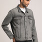 DRAKE-MEN GREY CLASSIC TRUCKER JACKET