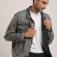 DRAKE-MEN GREY CLASSIC TRUCKER JACKET