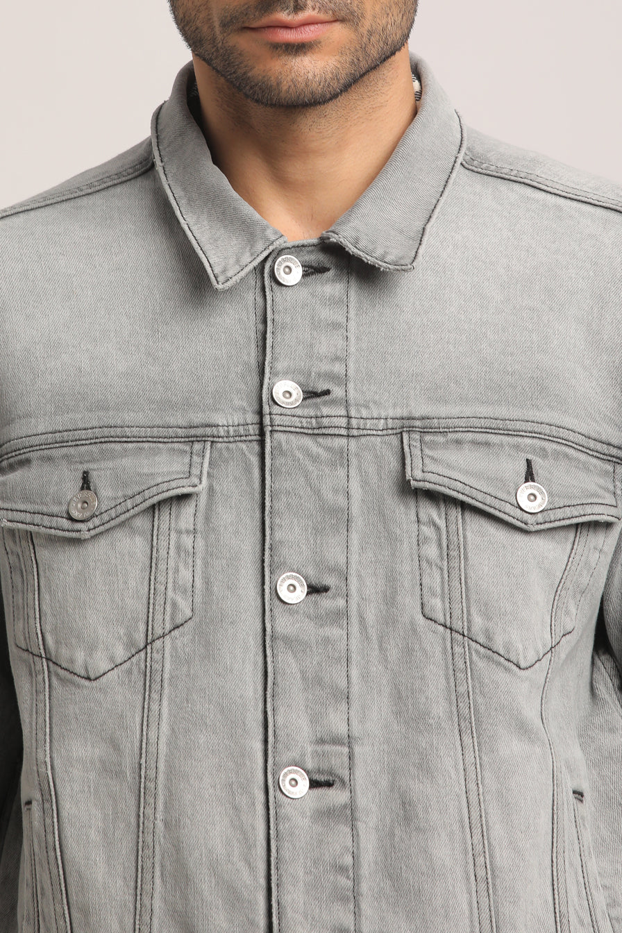 DUKE-MEN GREY CLASSIC TRUCKER JACKET