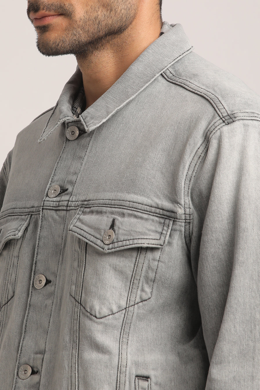 DUKE-MEN GREY CLASSIC TRUCKER JACKET