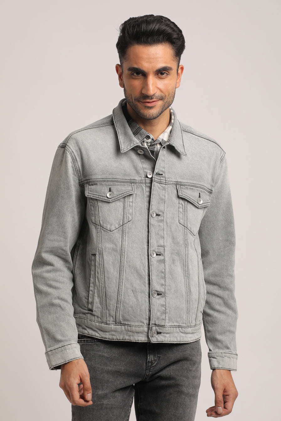 DUKE-MEN GREY CLASSIC TRUCKER JACKET