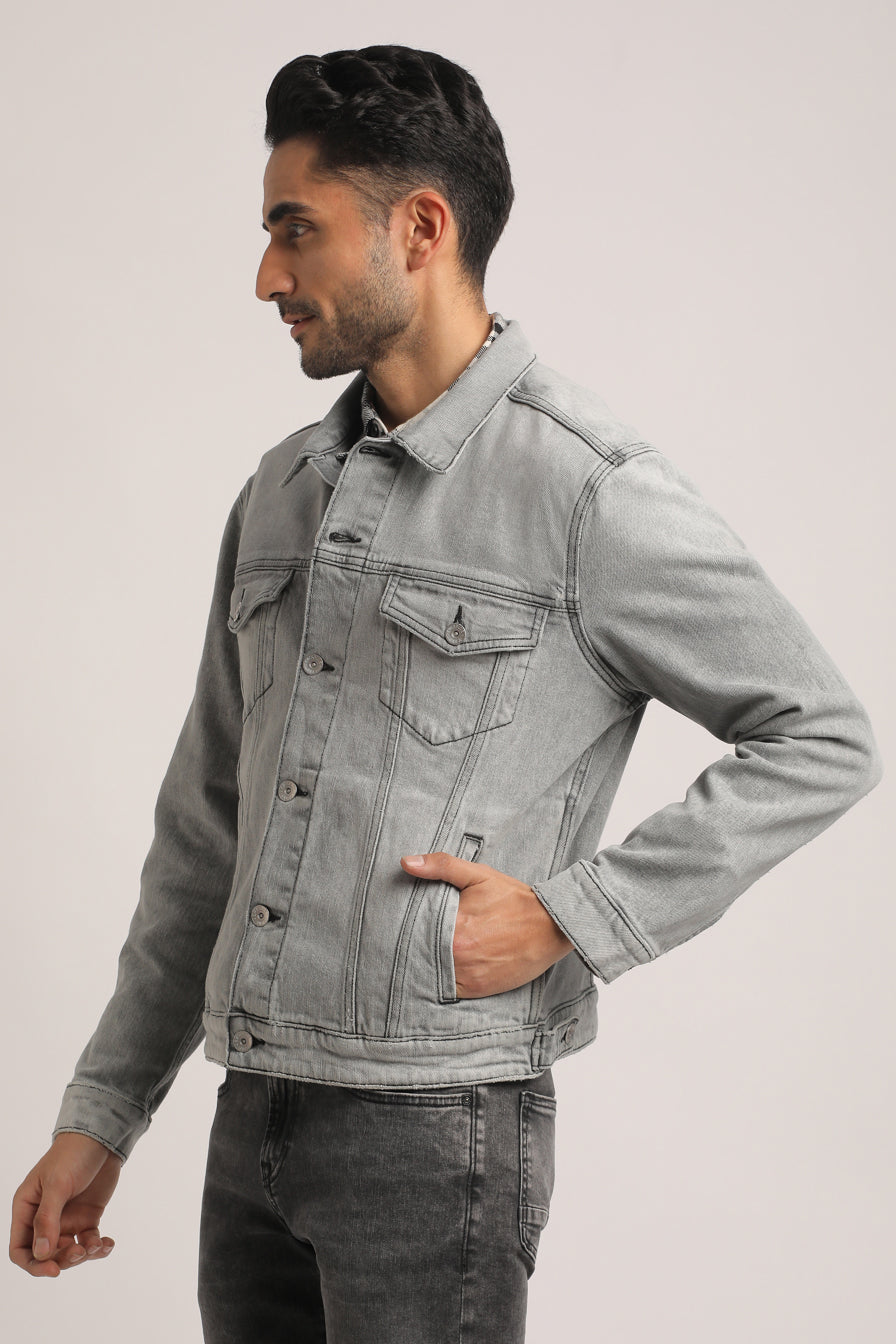 DUKE-MEN GREY CLASSIC TRUCKER JACKET