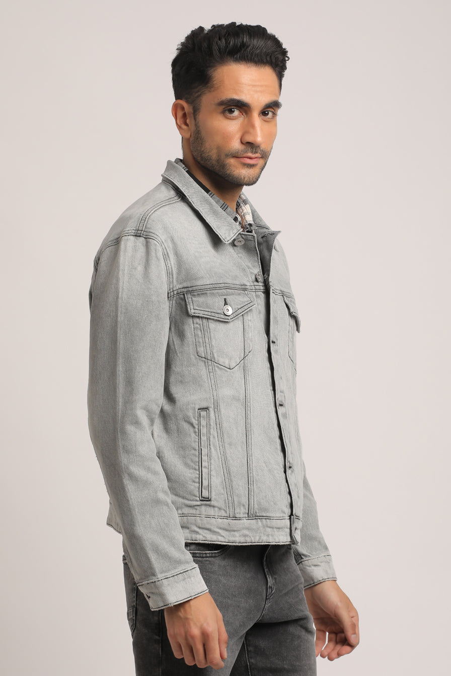 DUKE-MEN GREY CLASSIC TRUCKER JACKET