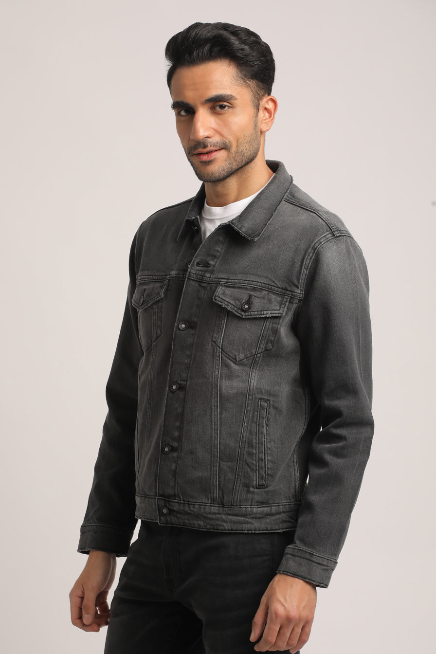 DUSTIN-MEN BLACK CLASSIC TRUCKER JACKET