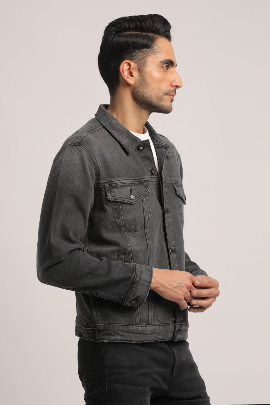 DUSTIN-MEN BLACK CLASSIC TRUCKER JACKET