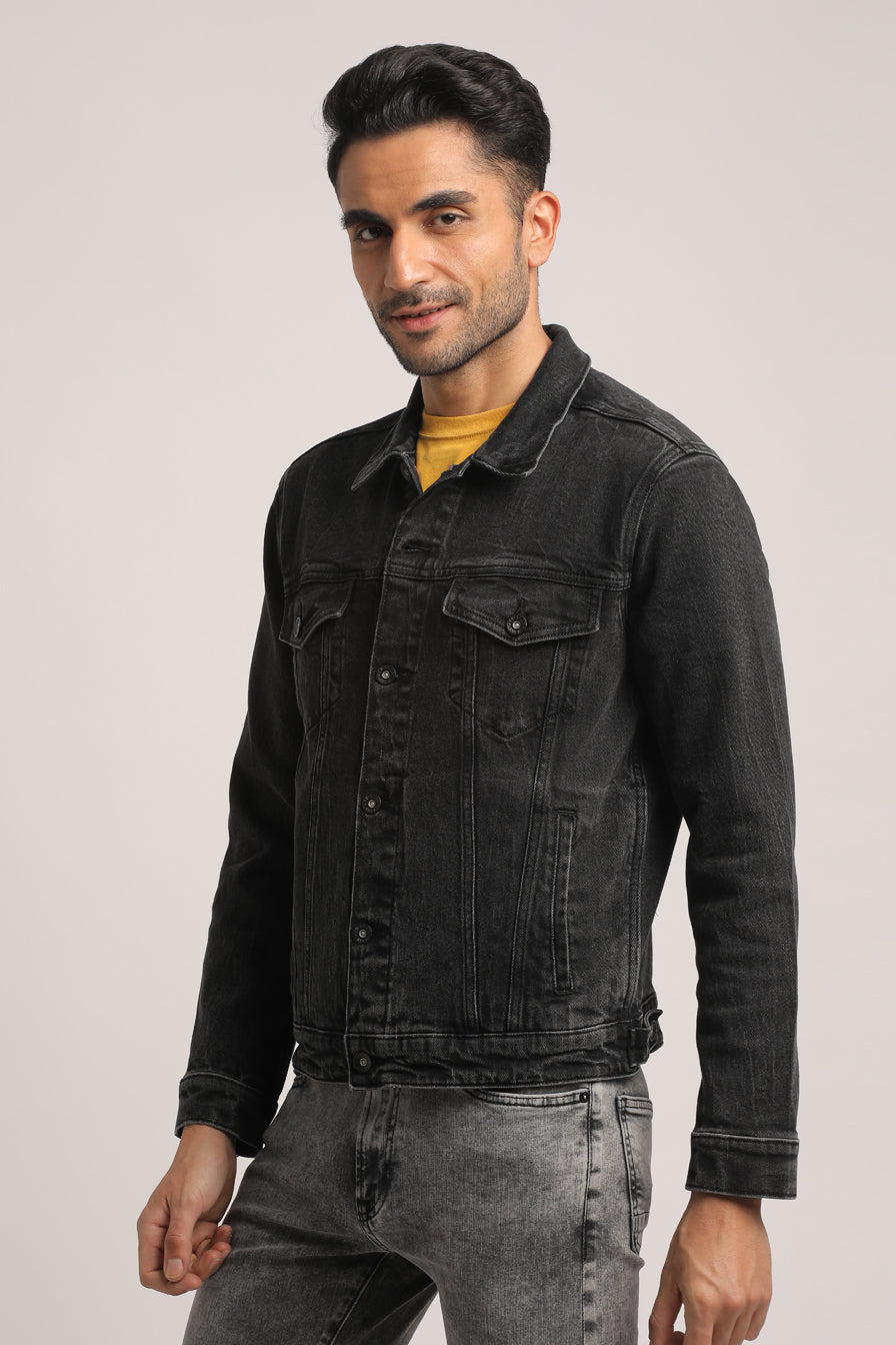 ERIC-MEN BLACK CLASSIC TRUCKER JACKET