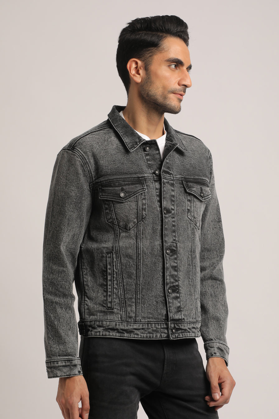 KADEN-MEN BLACK CLASSIC TRUCKER JACKET