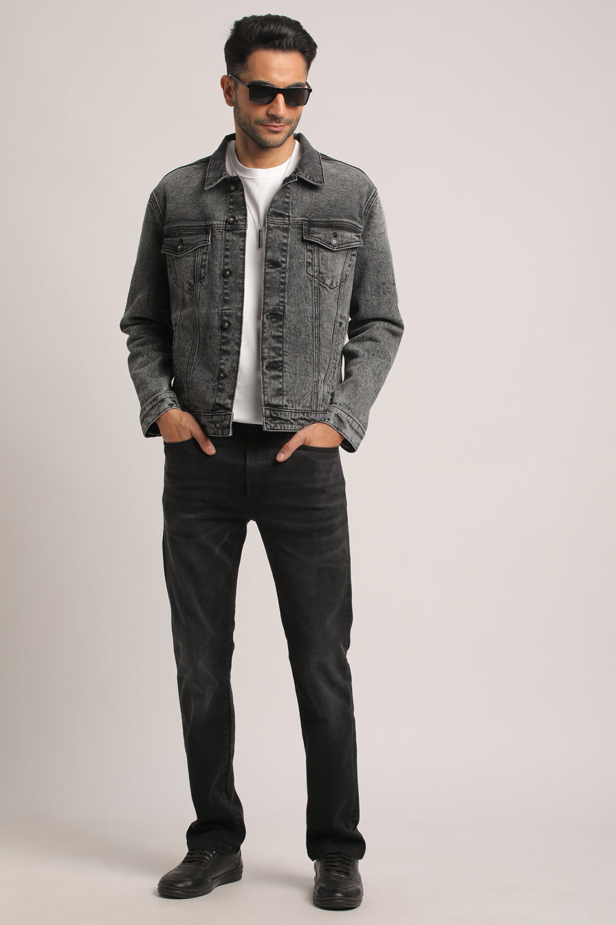 KADEN-MEN BLACK CLASSIC TRUCKER JACKET