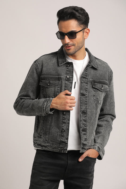 KADEN-MEN BLACK CLASSIC TRUCKER JACKET