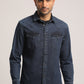 MERRICK-MEN DARK BLUE SLIM FIT SHIRT