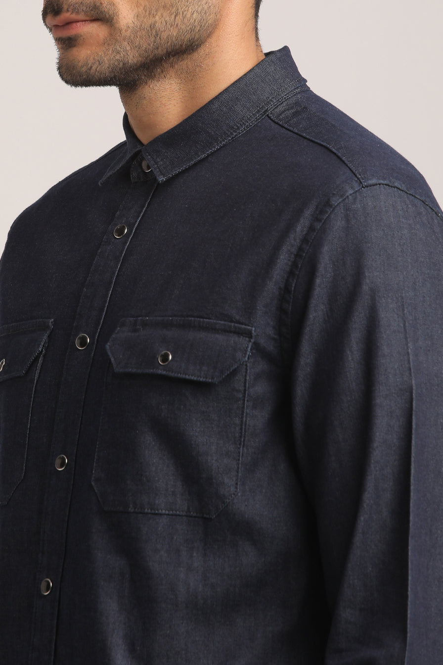 PAXTON-MEN DARK BLUE SLIM FIT SHIRT