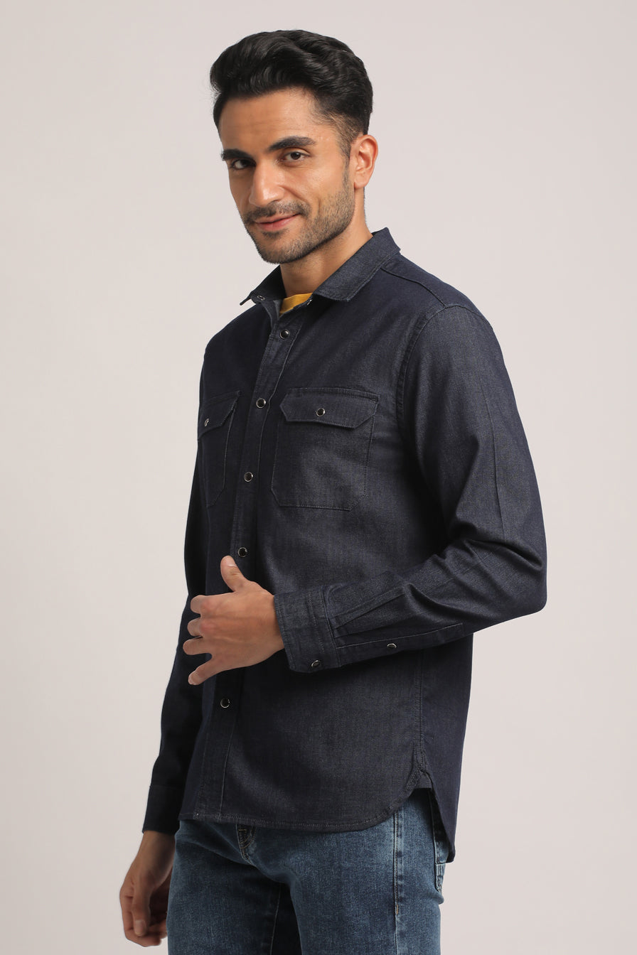 PAXTON-MEN DARK BLUE SLIM FIT SHIRT