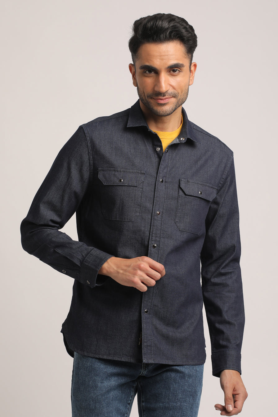 PAXTON-MEN DARK BLUE SLIM FIT SHIRT