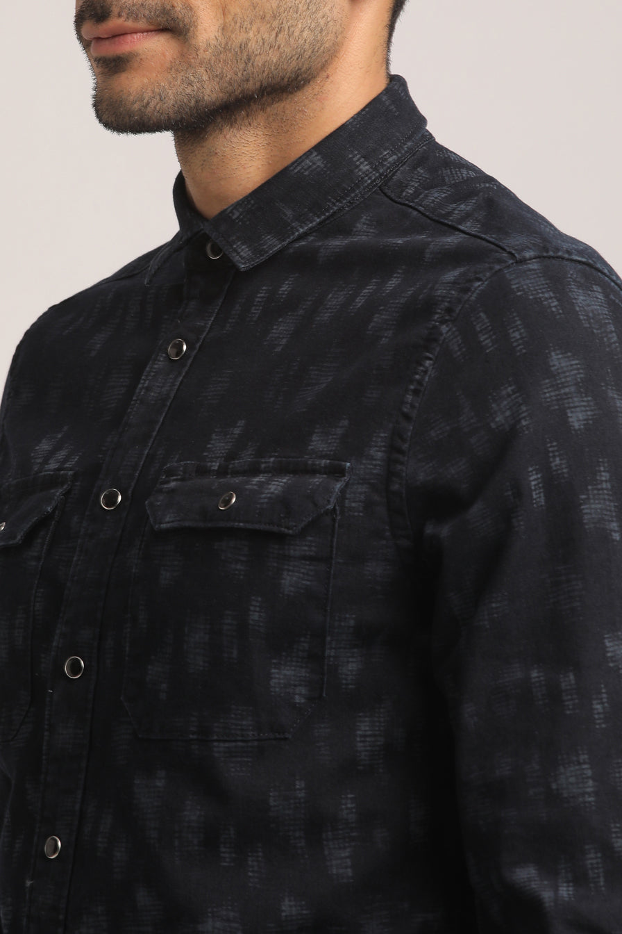 QUINN-MEN DARK BLUE SLIM FIT SHIRT