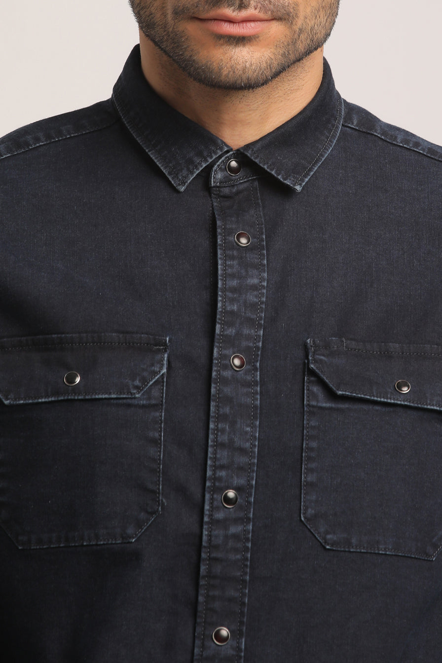 SETH-MEN DARK BLUE SLIM FIT SHIRT