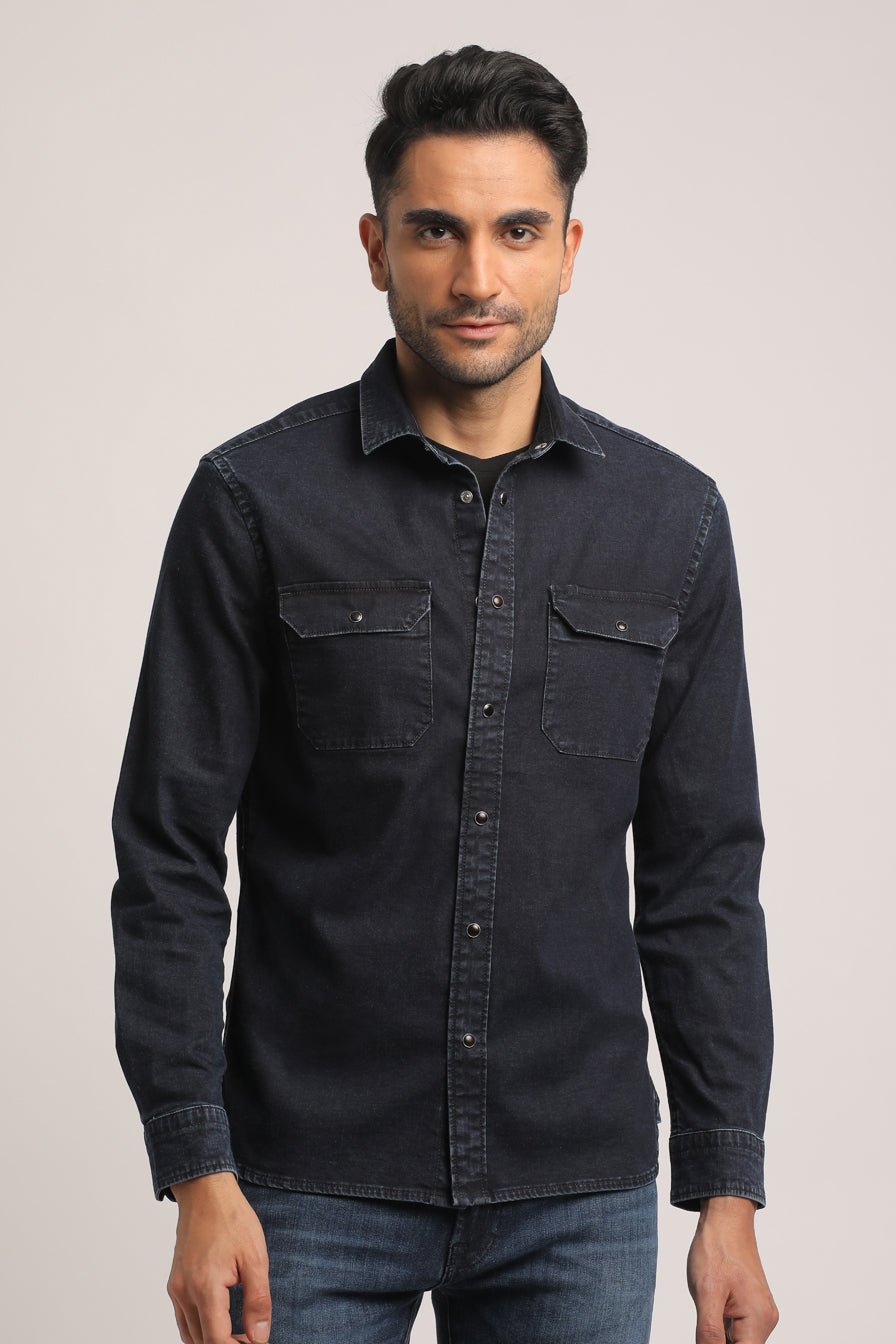 SETH-MEN DARK BLUE SLIM FIT SHIRT