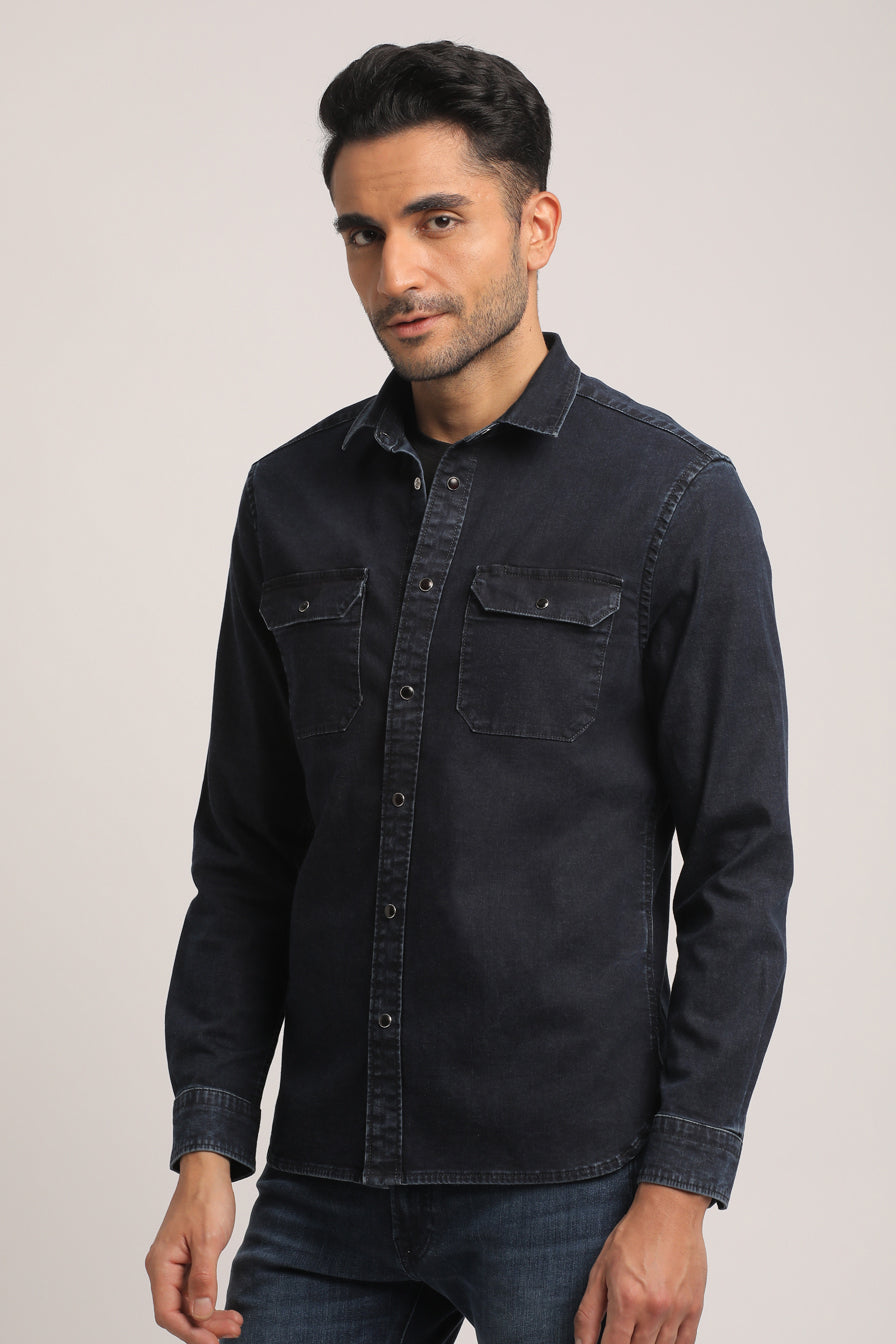 SETH-MEN DARK BLUE SLIM FIT SHIRT