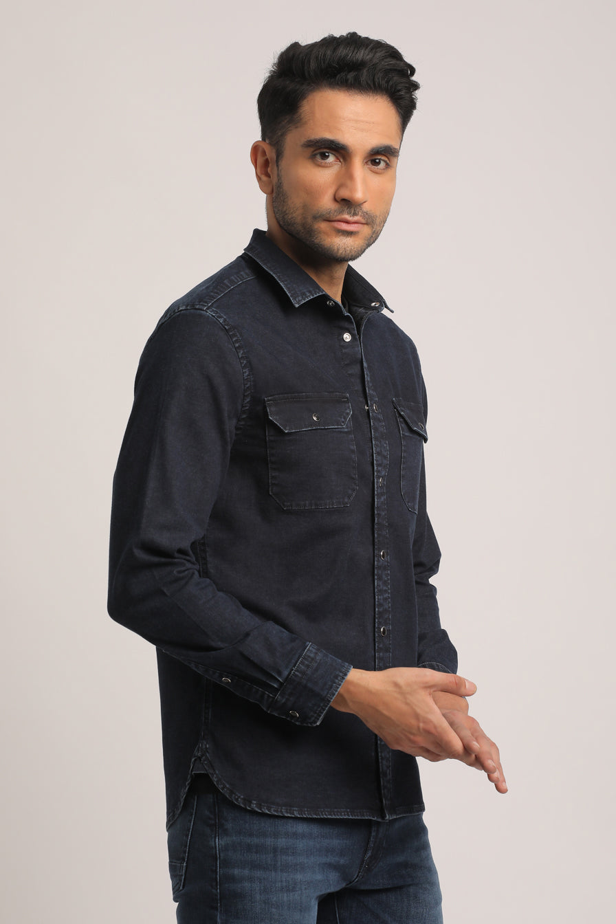 SETH-MEN DARK BLUE SLIM FIT SHIRT