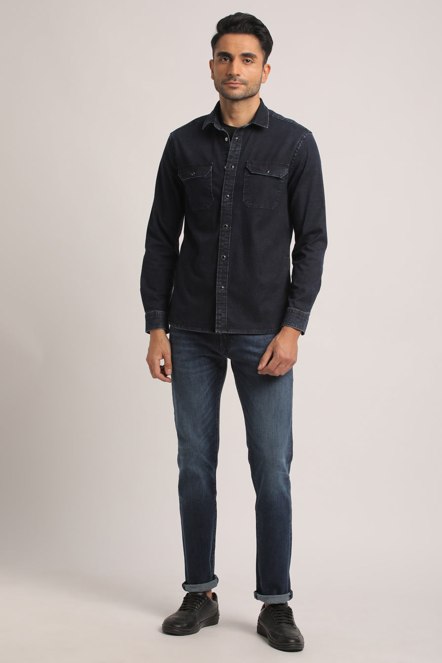 SETH-MEN DARK BLUE SLIM FIT SHIRT