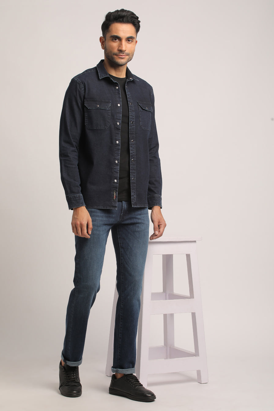 SETH-MEN DARK BLUE SLIM FIT SHIRT