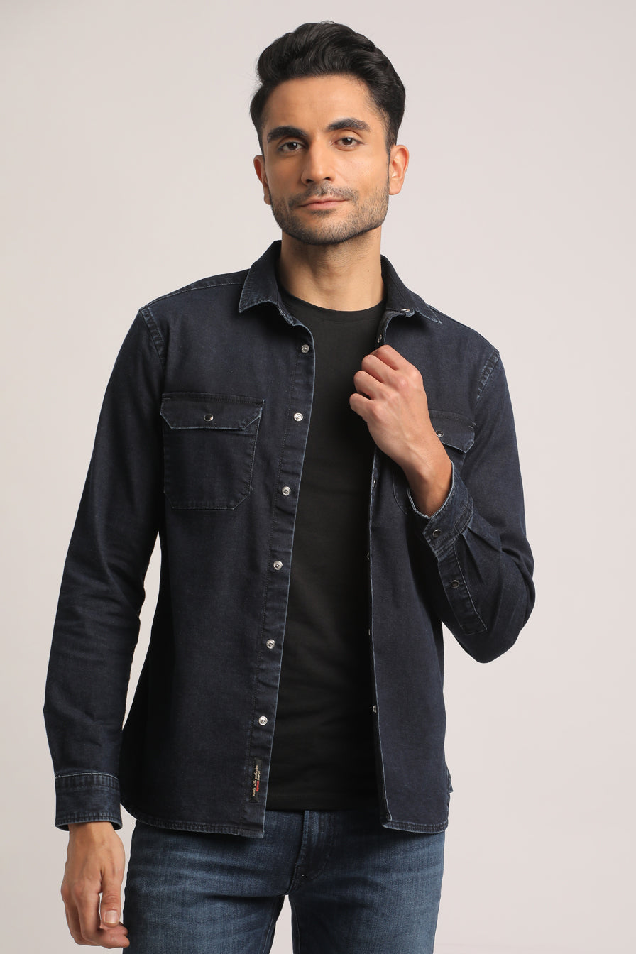 SETH-MEN DARK BLUE SLIM FIT SHIRT