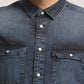 SHANE-MEN MID BLUE SLIM FIT SHIRT