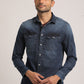 SHANE-MEN MID BLUE SLIM FIT SHIRT