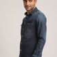 SHANE-MEN MID BLUE SLIM FIT SHIRT