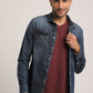 SHANE-MEN MID BLUE SLIM FIT SHIRT