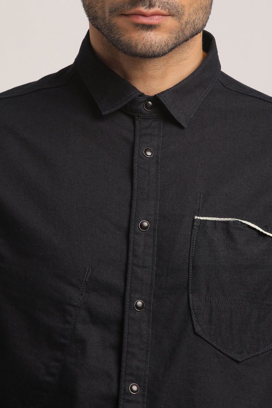 SHAWN-MEN DARK BLUE SLIM FIT SHIRT