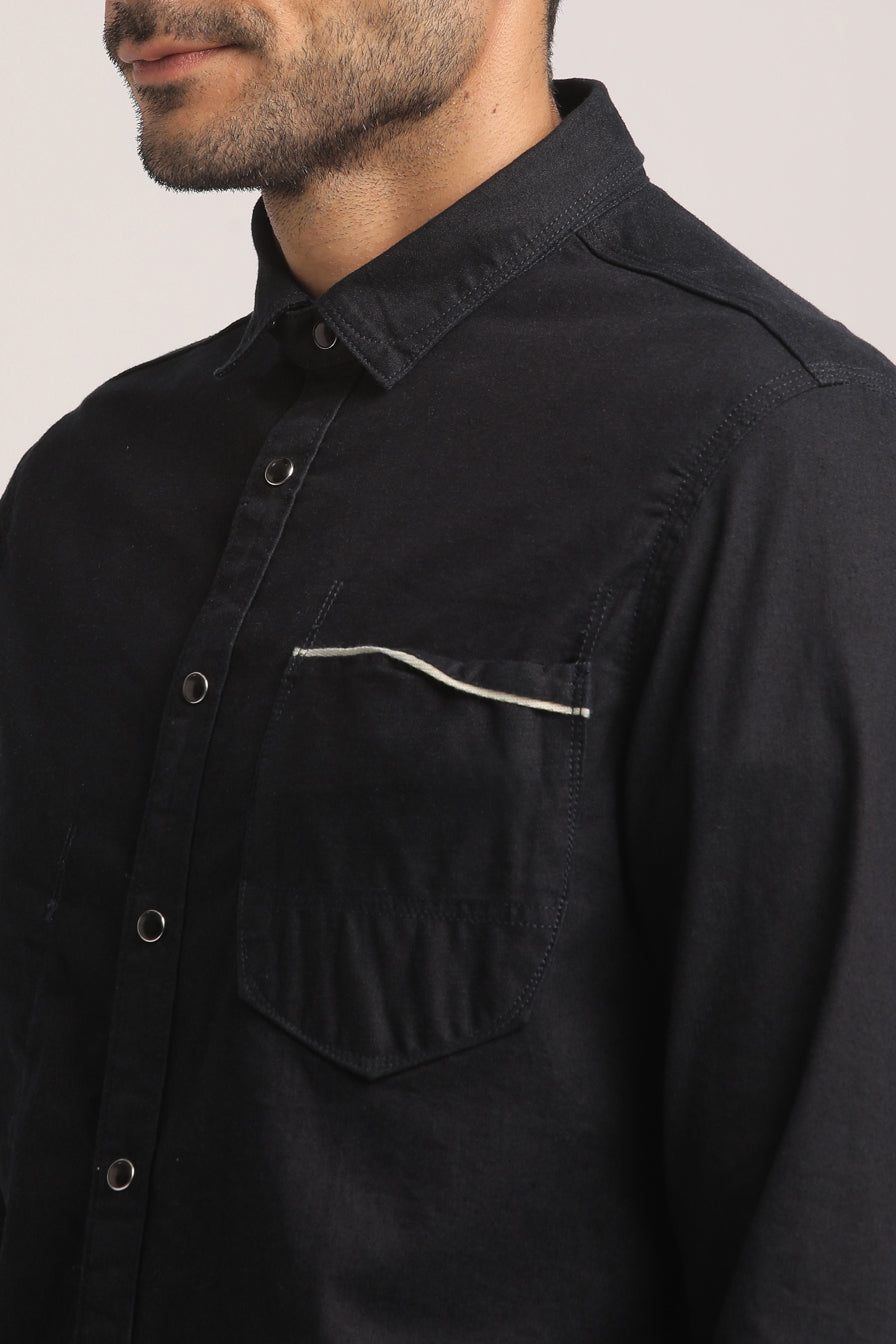 SHAWN-MEN DARK BLUE SLIM FIT SHIRT