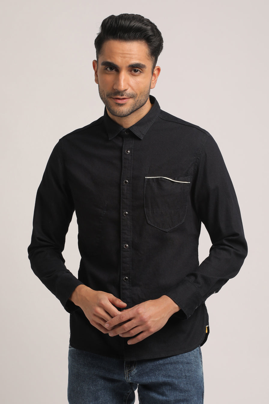 SHAWN-MEN DARK BLUE SLIM FIT SHIRT