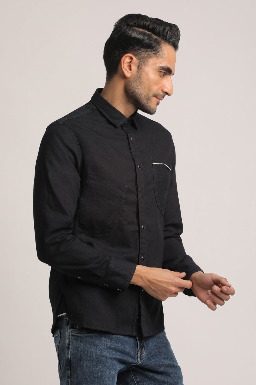 SHAWN-MEN DARK BLUE SLIM FIT SHIRT