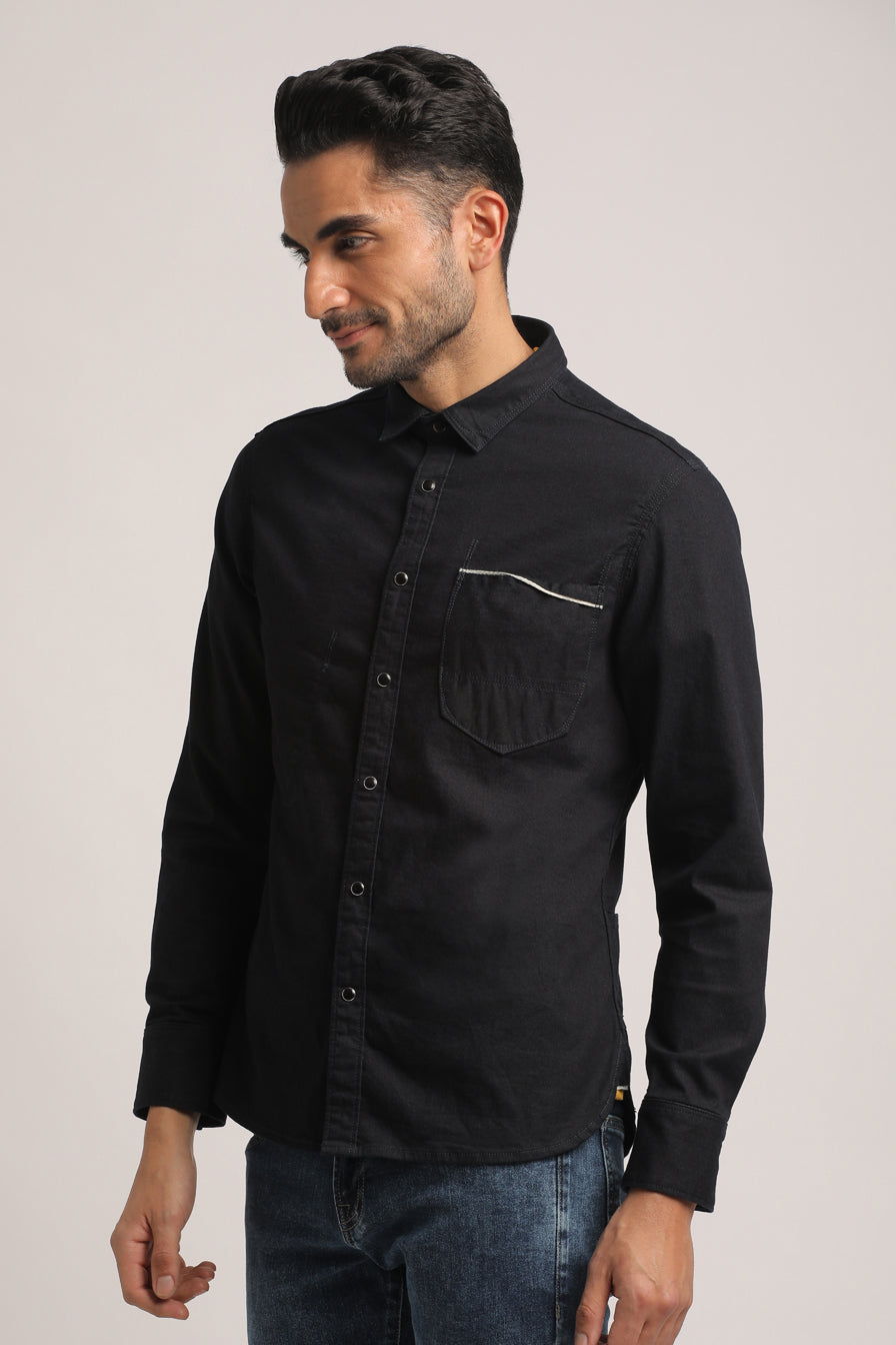 SHAWN-MEN DARK BLUE SLIM FIT SHIRT