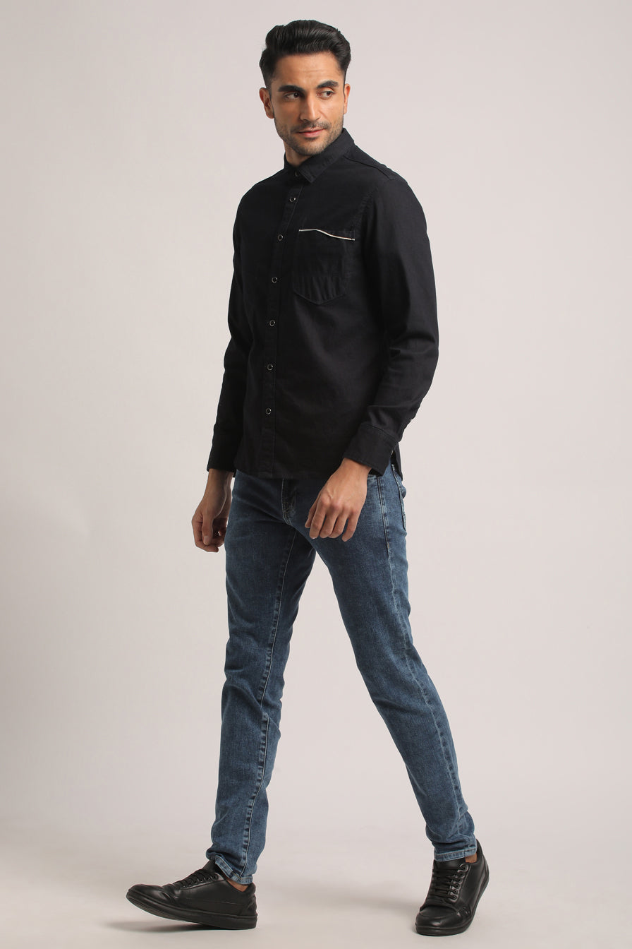 SHAWN-MEN DARK BLUE SLIM FIT SHIRT