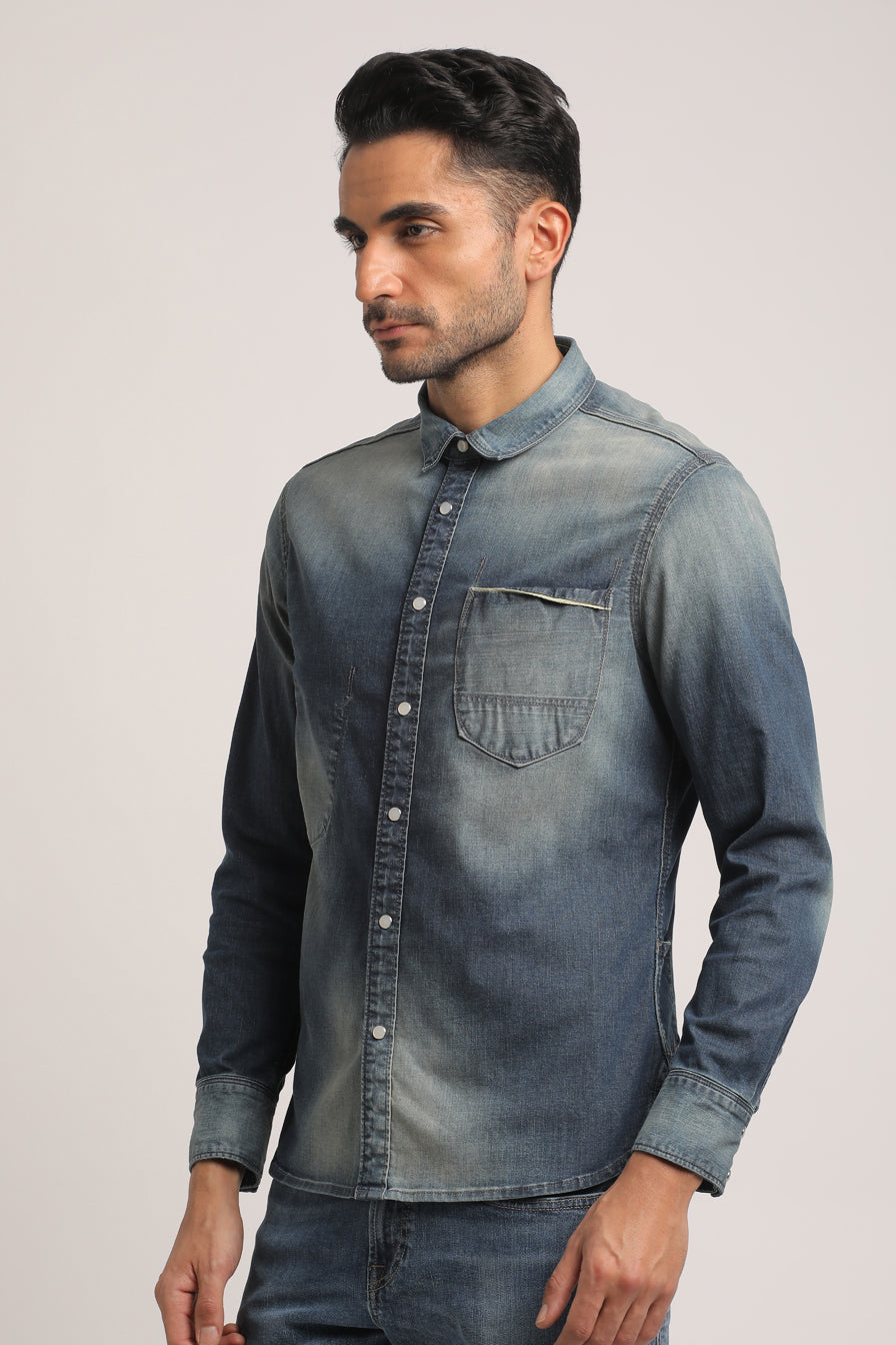 SILAS-MEN DARK BLUE SLIM FIT SHIRT