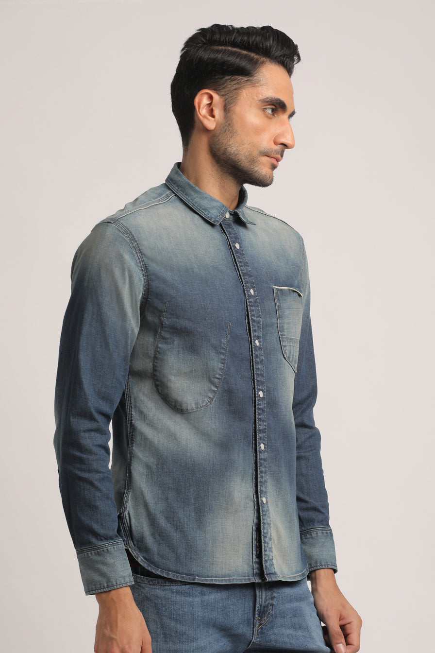 SILAS-MEN DARK BLUE SLIM FIT SHIRT