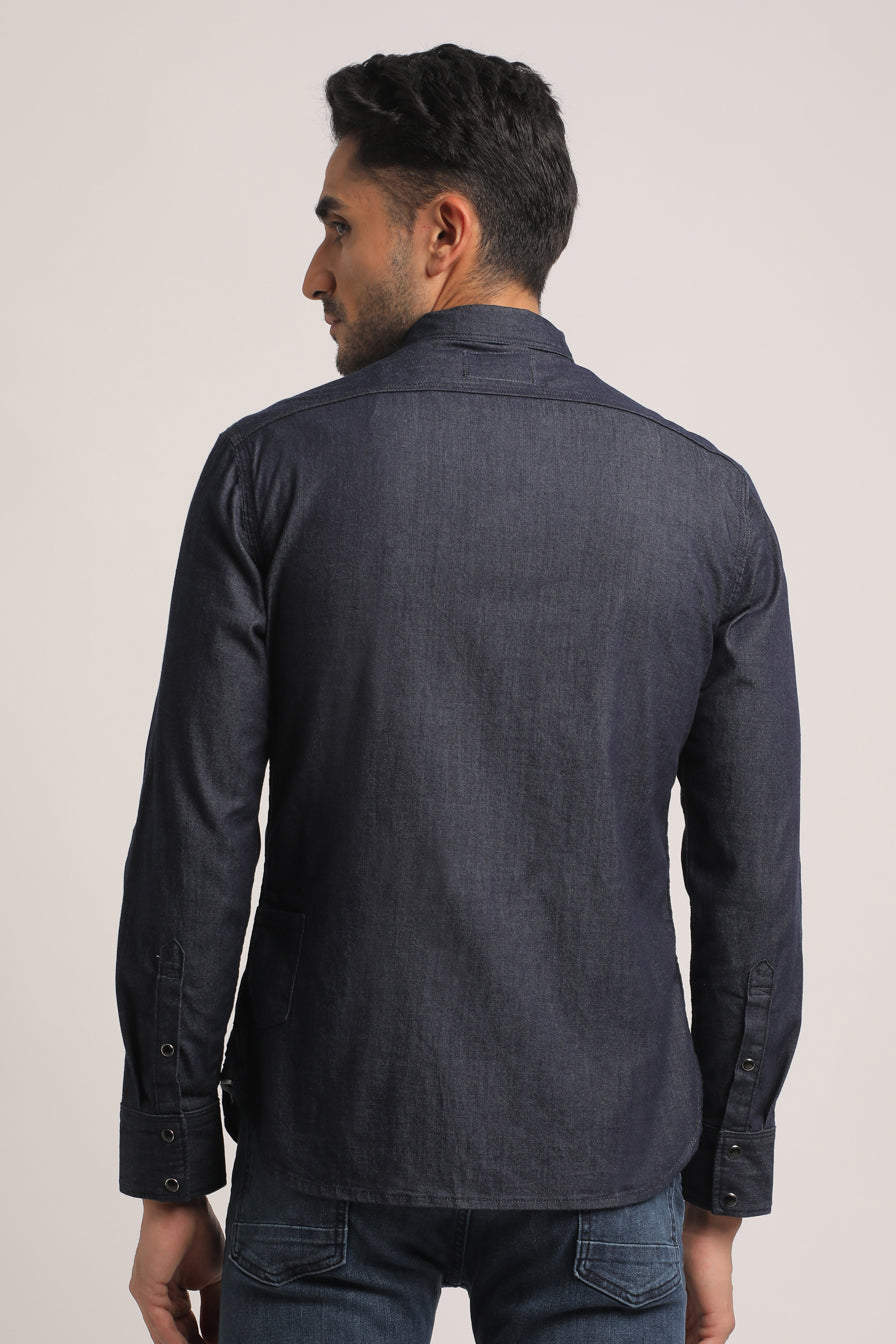 SIMON-MEN DARK BLUE SLIM FIT SHIRT